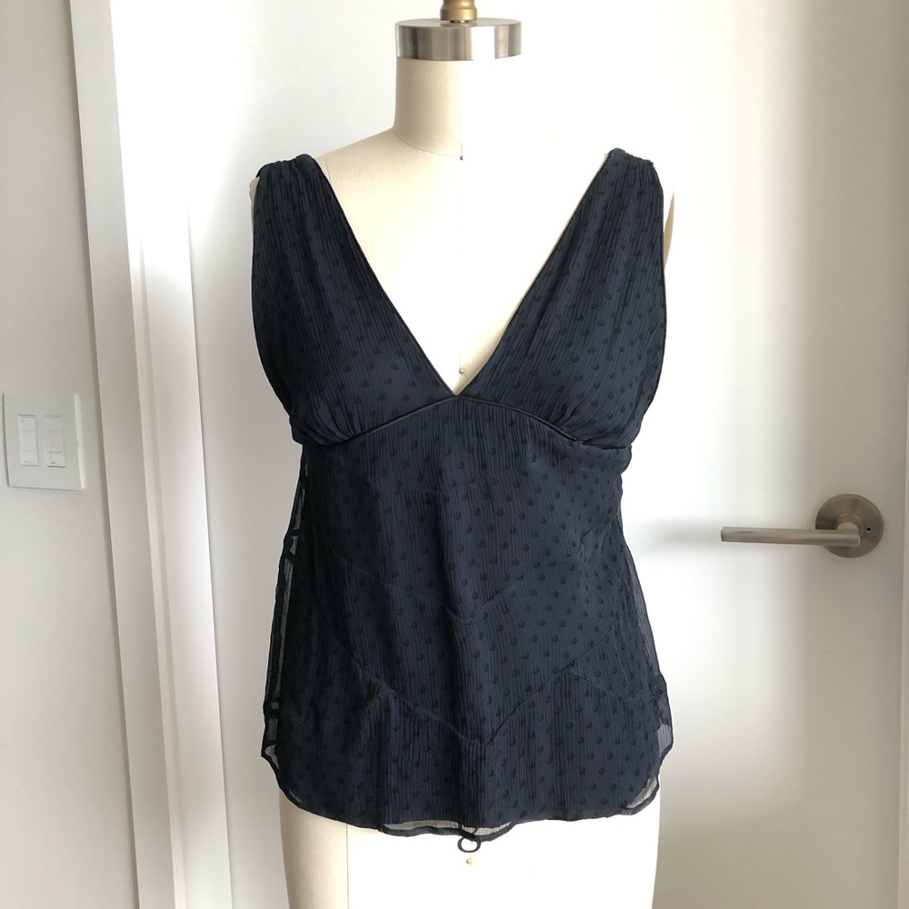 Marc Jacobs Vintage Babydoll Polkadot Silk V neck Sleeveless Top